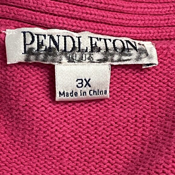 Pendleton Sweater Womens 3X Pink Button Down Cardigan Ribbed Trim‎ Preppy Modest - Picture 7 of 9